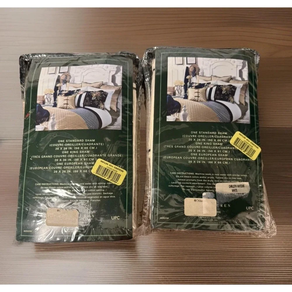 NEW Ralph Lauren Charleston STANDARD Set Of 2 Shams Chino White Retired Style